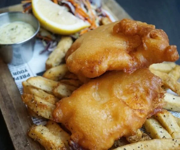 Two-piece halibut and chips special at The Morrissey House